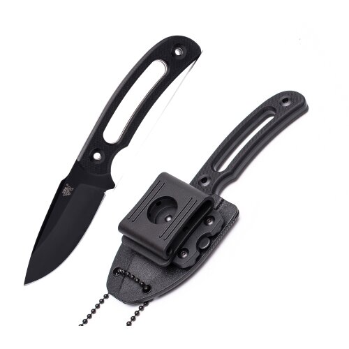 Sanrenmu fixed HORNY Neckknife Schwarz G10 Schwarz ABS-Scheide G&uuml;rteladapter