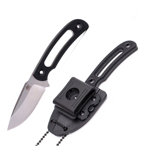 Sanrenmu fixed HORNY Neckknife Stonewash G10 Schwarz ABS-Scheide G&uuml;rteladapter