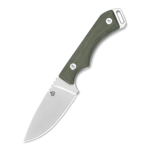 QSP Knife Workaholic SK03 Böhler N690 satin Micarta grün feststehend Lederscheide Jagd