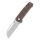 QSP Knife Penguin D2 Stahl Satin two-tone Leinen Micarta braun QS130-A