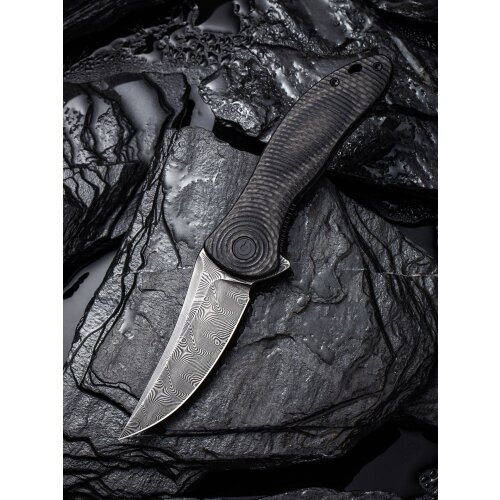 CIVIVI Synergy 3  Damast Black Hand Rubbed G10 / Twill Carbon Trailing Point