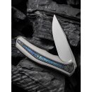 WE Knife Zonda CPM 20CV Titan Flipper Silver Bead Blasted-Gray Titanium Twil Cabon Flamed