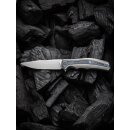WE Knife Zonda CPM 20CV Titan Flipper Gray Hand Rubbed-Gray Titanium Blue Marble Carbon