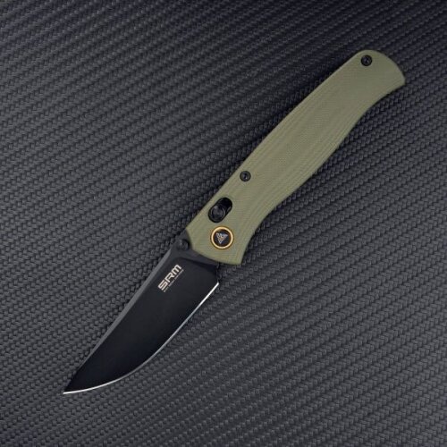 SRM Knives 255L-GP 10Cr15CoMoV Schwarz Mono-Chassis Ambi-Clip Ambi-Lock G10 Grün