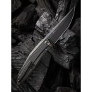 WE Knife Cybernetic Front Flipper Limited Edition Black Stonewashed with Etching Pattern SN 111