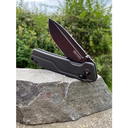 SRM Knives 7228L-MB2 10Cr Black Stonewashed Micarta Schwarz