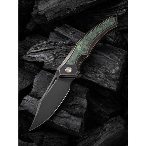 WE Knife Orpheus Limited Edition CPM 20CV Black Stonewashed - Titanium With Jungle Wear Fat Carbon Fiber Inlay