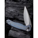 WE Knife Button Lock Kitefin Limited Edition Hand Polished Satin - Blue, Gray