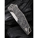 WE KNIFE OAO - Hand Rubbed Satin - Titanium With Aluminum Foil Carbon Fiber Inlay Gray Black White