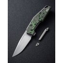 WE KNIFE OAO  - Hand Rubbed Satin - Titanium With Jungle Wear Fat Carbon Fiber Inlay Gray Green Black