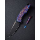 WE KNIFE OAO - Black Stonewashed Bevels Black Brushed Flats - Titanium With Timascus Inlay Black Purple Golden Blue